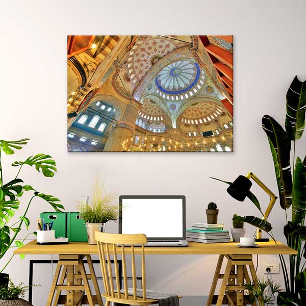 Camii İç Mekân Kubbe Desenli Kanvas Duvar Tablosu – 10908