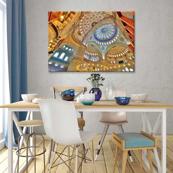 Camii İç Mekân Kubbe Desenli Kanvas Duvar Tablosu – 10908