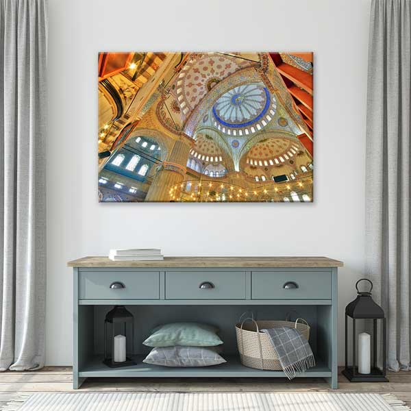 Camii İç Mekân Kubbe Desenli Kanvas Duvar Tablosu – 10908