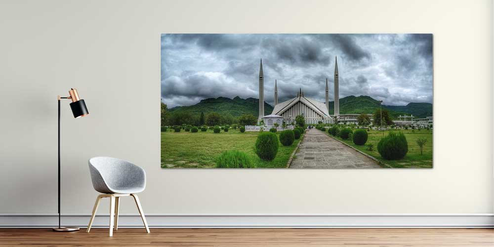 islam-mimarisi-11381-01 Faisal Camii Bulutlu Manzara Büyük Boy Duvar Posteri 11381