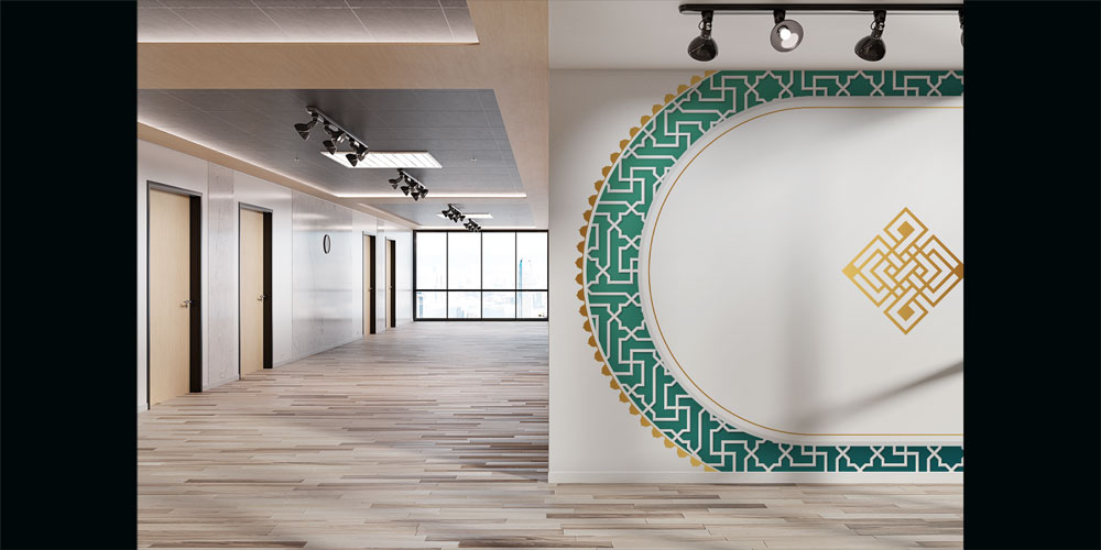 Oval Çerçeveli İslami Motifli Duvar Kağıdı 6114