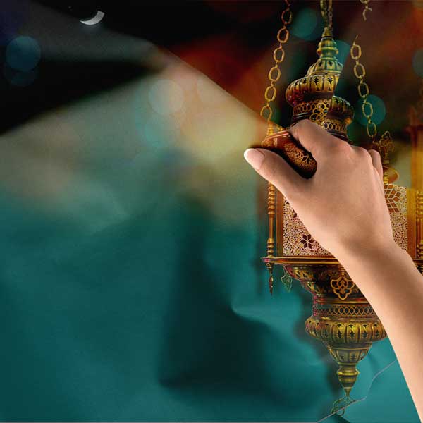 İslami Fener ve Hilalli Tasarımlı Dekoratif Duvar Örtüsü Kumaş Baskı 10607