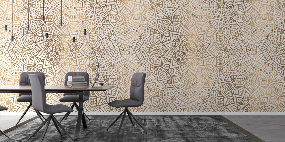 islam-sanat-duvar-dekor-6129-03 Altın Rengi Mandala ve İslami Motifli Duvar Kağıdı 6129