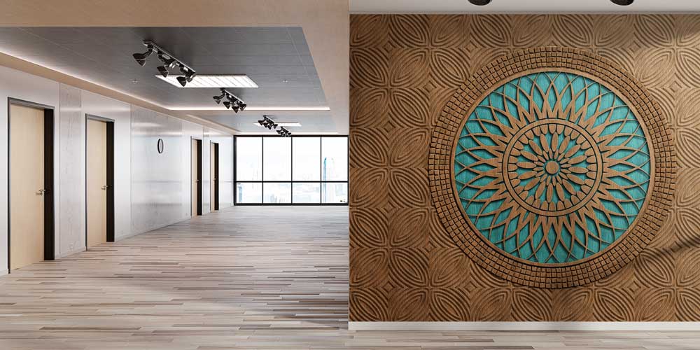 3D Görünümlü Ahşap Desenli İslami Duvar Kağıdı 10403