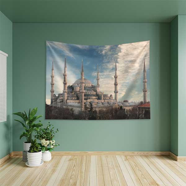 islam-sanati-dekorasyon-10640-04 Sultanahmet Camii İstanbul Duvar Örtüsü Kumaş Baskı 10640