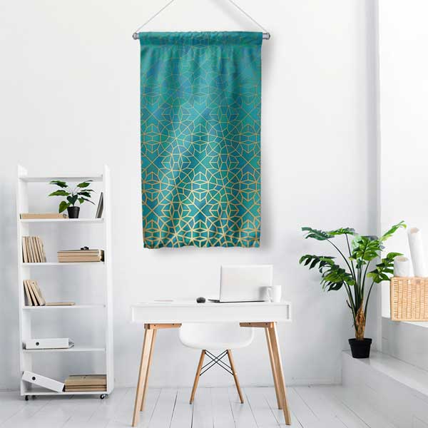 Altın Yaldızlı Geometrik Desen Duvar Flaması 10659