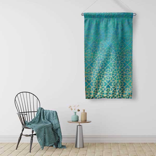 Altın Yaldızlı Geometrik Desen Duvar Flaması 10659