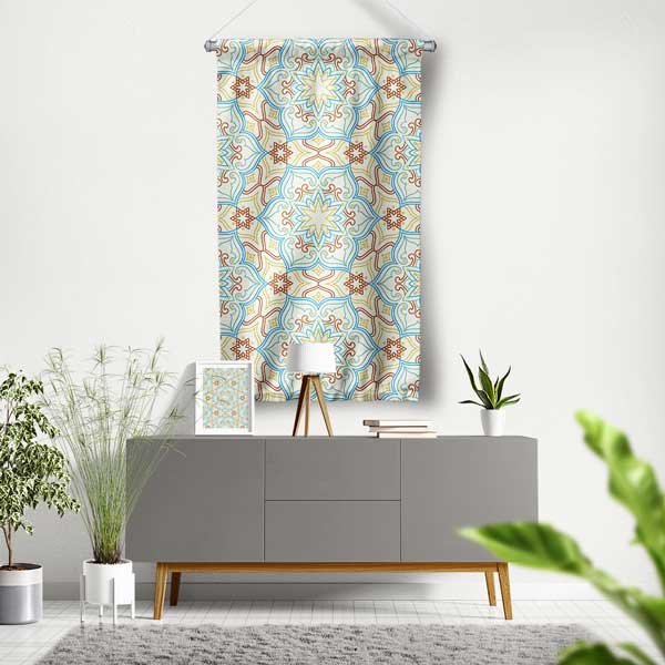 Pastel Tonlarda İslami Desen Duvar Flaması 10657