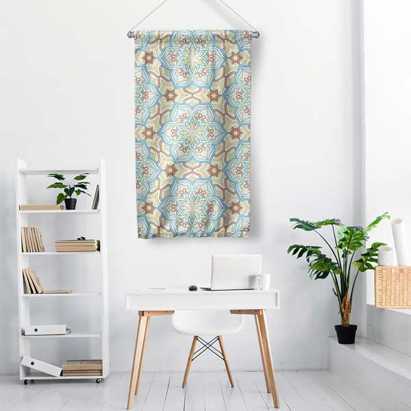Pastel Tonlarda İslami Desen Duvar Flaması 10657