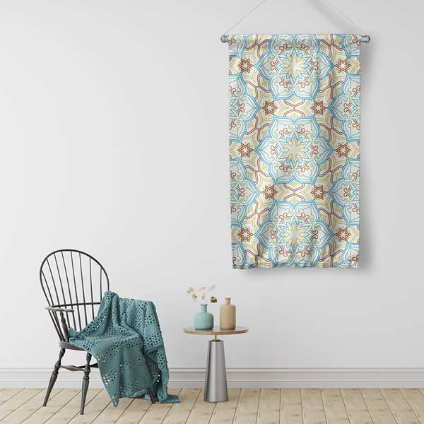Pastel Tonlarda İslami Desen Duvar Flaması 10657