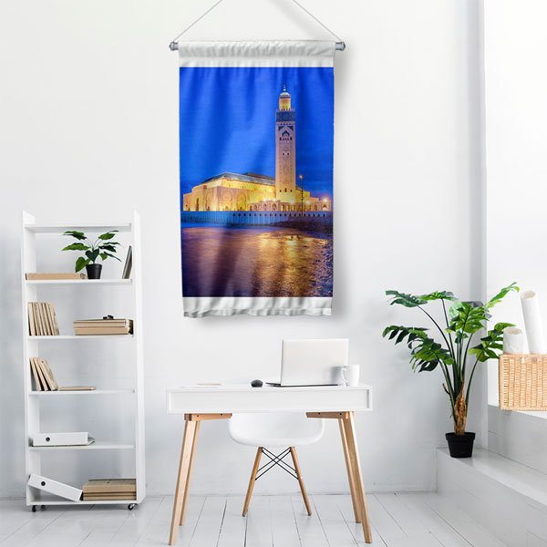 II. Hasan Camii Gece Manzarası Duvar Flaması 10670