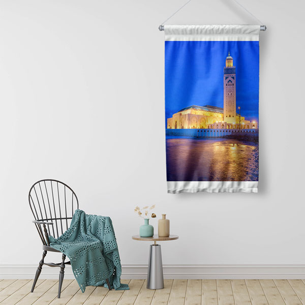 II. Hasan Camii Gece Manzarası Duvar Flaması 10670