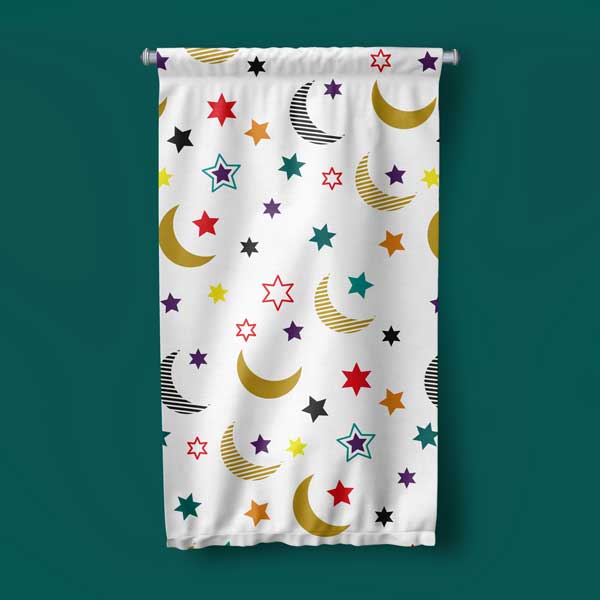 Ay ve Yıldız Desenli Duvar Flaması 10656