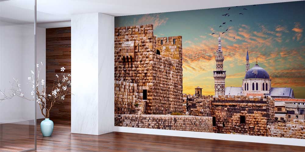 Tarihi Taş Duvarlar ve Cami Manzarası Duvar Kağıdı 10433