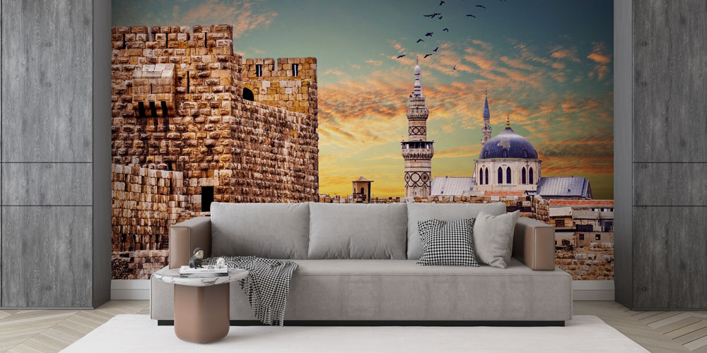 Tarihi Taş Duvarlar ve Cami Manzarası Duvar Kağıdı 10433