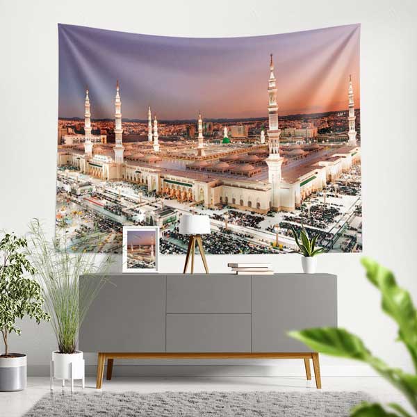 Medine Mescid-i Nebevi Panoramik Görünüm Duvar Örtüsü Kumaş Baskı 10631