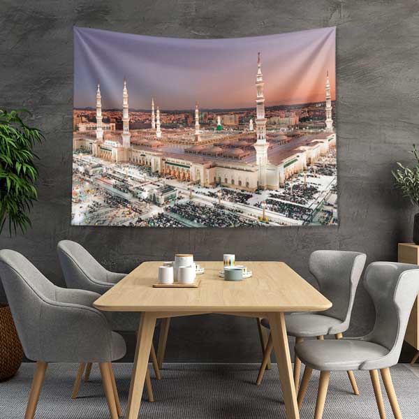 Medine Mescid-i Nebevi Panoramik Görünüm Duvar Örtüsü Kumaş Baskı 10631