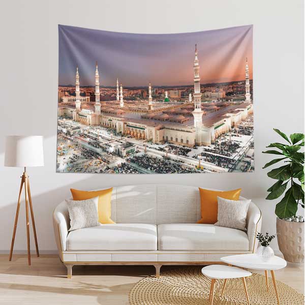Medine Mescid-i Nebevi Panoramik Görünüm Duvar Örtüsü Kumaş Baskı 10631