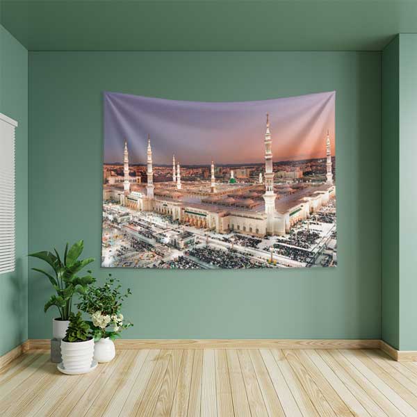 Medine Mescid-i Nebevi Panoramik Görünüm Duvar Örtüsü Kumaş Baskı 10631
