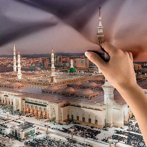 Medine Mescid-i Nebevi Panoramik Görünüm Duvar Örtüsü Kumaş Baskı 10631