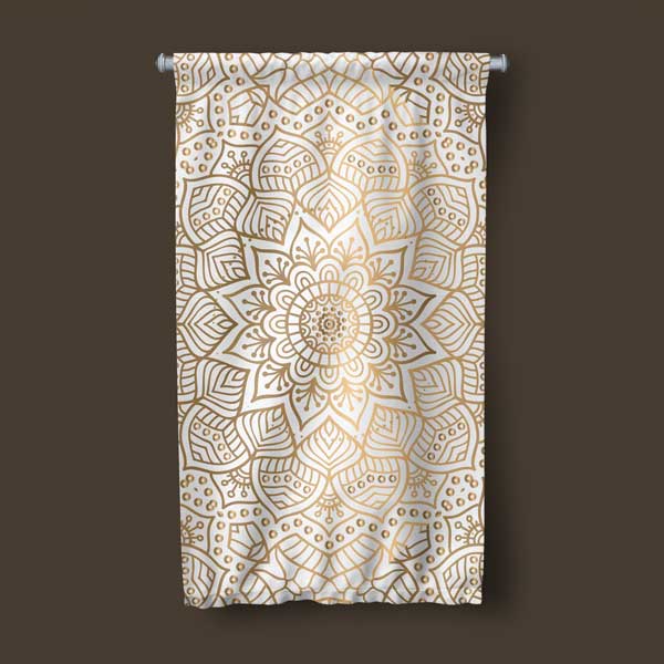 Altın Renkli Mandala Desenli Duvar Flaması 10647