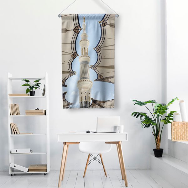 islam-sanati-duvar-dekoru-10757-01 Medine Minare Görselli Duvar Flaması Kumaş Baskı 10757