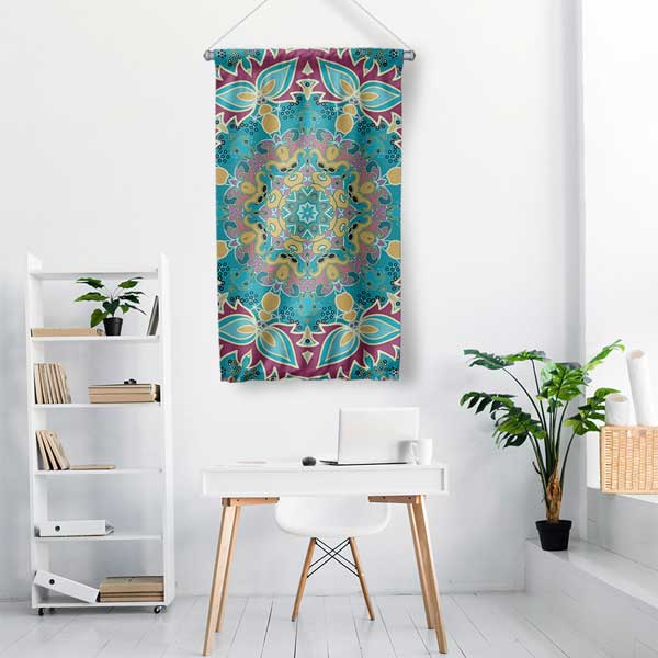 Göz Alıcı Renklerde Etnik Mandala Duvar Flaması 10650