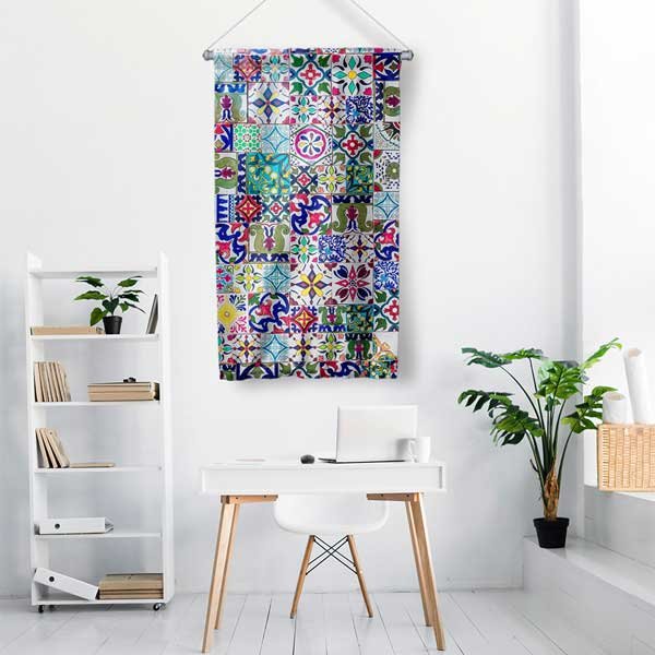 islam-sanati-duvar-flama-10652-01 Mozaik Kareli Çok Renkli Duvar Flaması 10652