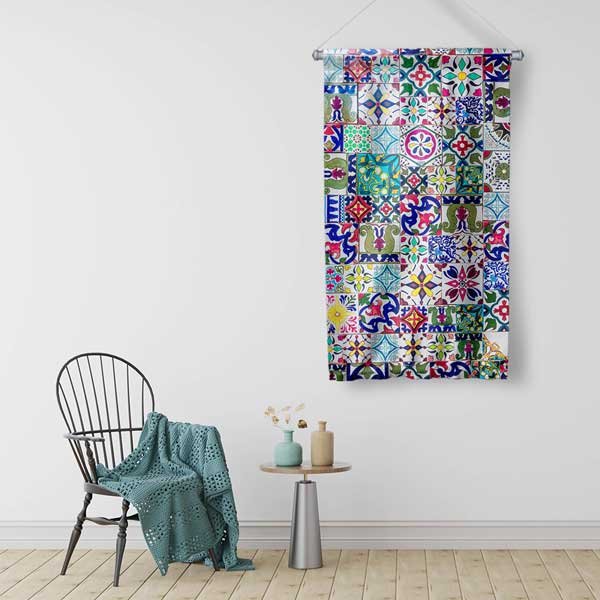 islam-sanati-duvar-flama-10652-02 Mozaik Kareli Çok Renkli Duvar Flaması 10652