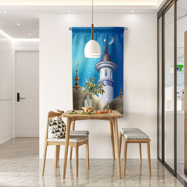 Minare ve Hilal Tasarımlı Duvar Flaması 10743