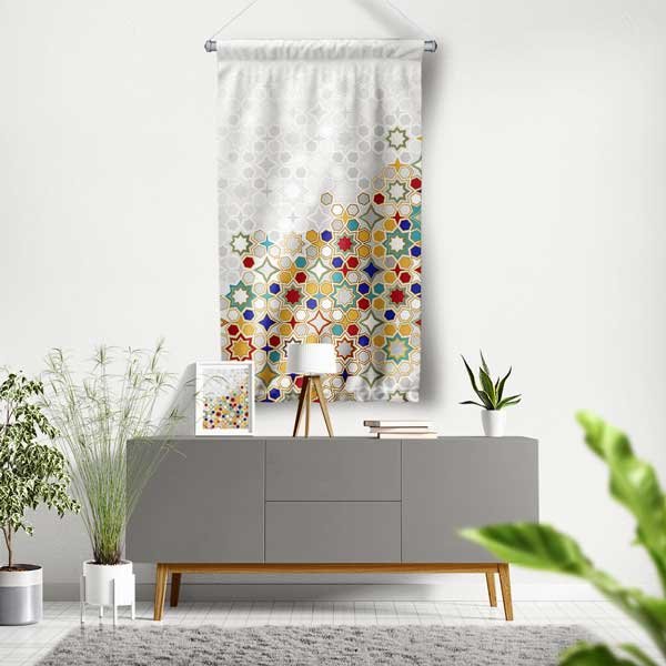 Modern İslami Geometrik Desen Duvar Flaması 10658