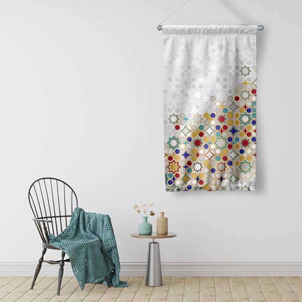 Modern İslami Geometrik Desen Duvar Flaması 10658