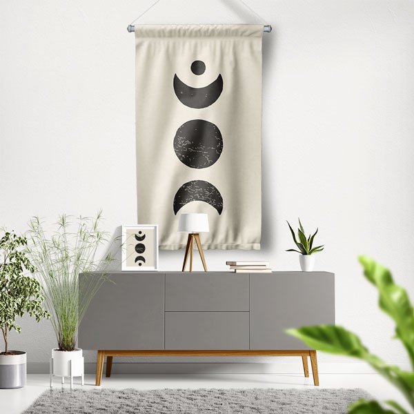 Minimalist Ay Döngüsü Tasarımlı Duvar Flaması 10745