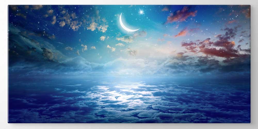 islami-dekorasyon-11439-00 Hilal ve Bulut Manzaralı Büyük Ebatlı Duvar Dekoru 11439