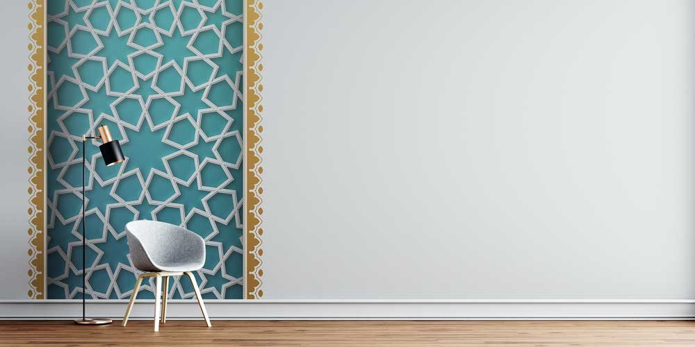 İslami Geometrik Desenli Dekoratif Duvar Kağıdı 6124