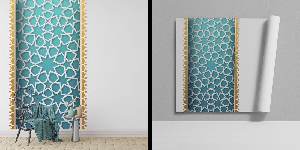 islami-duvar-dekor-sanat-6124-00 İslami Geometrik Desenli Dekoratif Duvar Kağıdı 6124