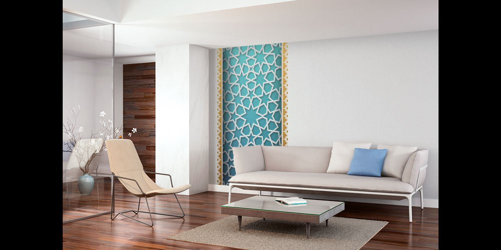 İslami Geometrik Desenli Dekoratif Duvar Kağıdı 6124