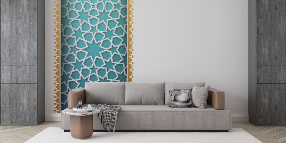 İslami Geometrik Desenli Dekoratif Duvar Kağıdı 6124