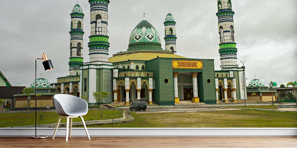 Yeşil Kubbeli ve Minareli Cami Duvar Kağıdı 10444