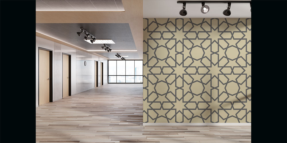 Kahverengi Fon Üzeri Geometrik İslami Duvar Kağıdı 6146