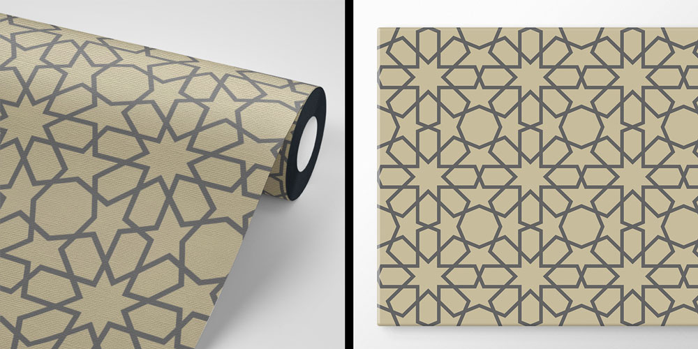 Kahverengi Fon Üzeri Geometrik İslami Duvar Kağıdı 6146