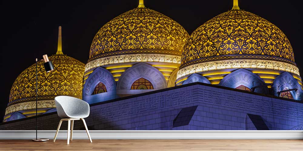 Altın İşlemeli Kubbeler Gece Manzarası Duvar Kağıdı 10443