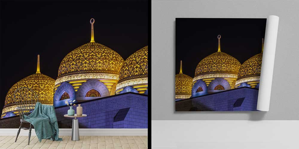 Altın İşlemeli Kubbeler Gece Manzarası Duvar Kağıdı 10443