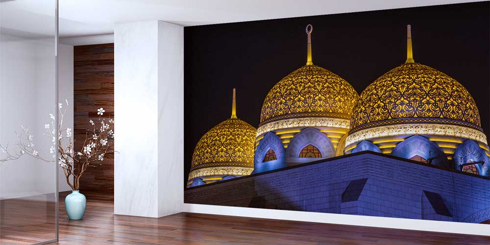 Altın İşlemeli Kubbeler Gece Manzarası Duvar Kağıdı 10443