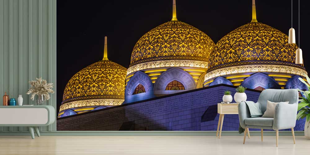 Altın İşlemeli Kubbeler Gece Manzarası Duvar Kağıdı 10443