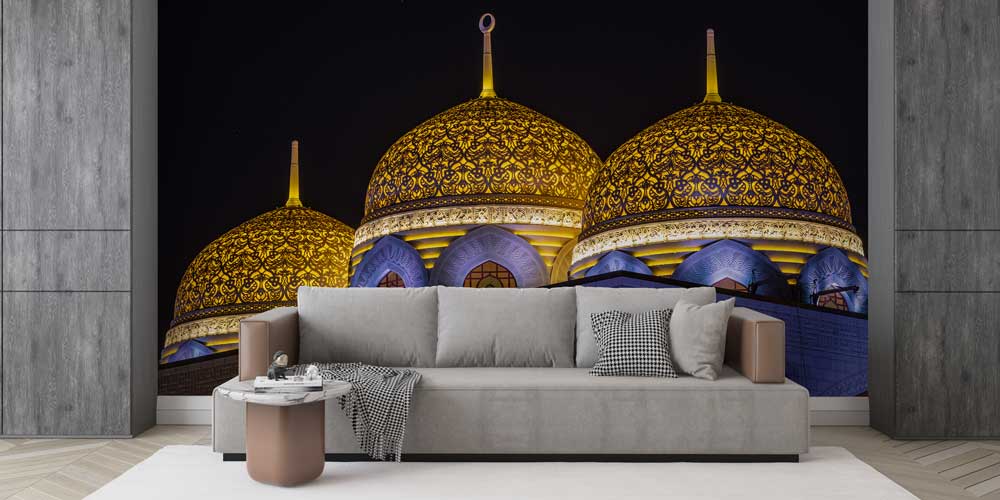 Altın İşlemeli Kubbeler Gece Manzarası Duvar Kağıdı 10443