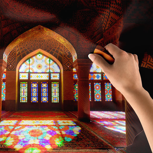 islami-duvar-sanati-10546-04 Nasir al-Mulk Camii Renkli Pencereler Duvar Örtüsü 10546