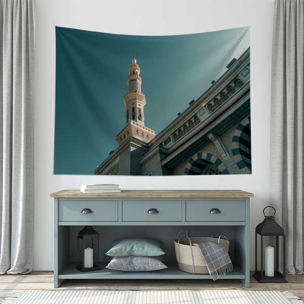 Medine Mescid-i Nebevi Minare Duvar Örtüsü Kumaş Baskı 10626