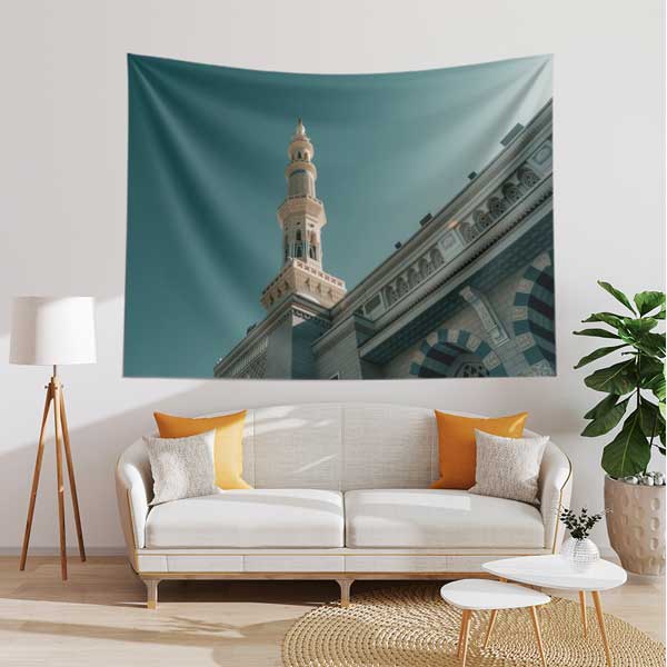 Medine Mescid-i Nebevi Minare Duvar Örtüsü Kumaş Baskı 10626