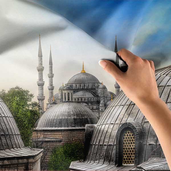 Sultanahmet Camii ve Ayasofya Manzaralı Duvar Örtüsü Kumaş Baskı 10642